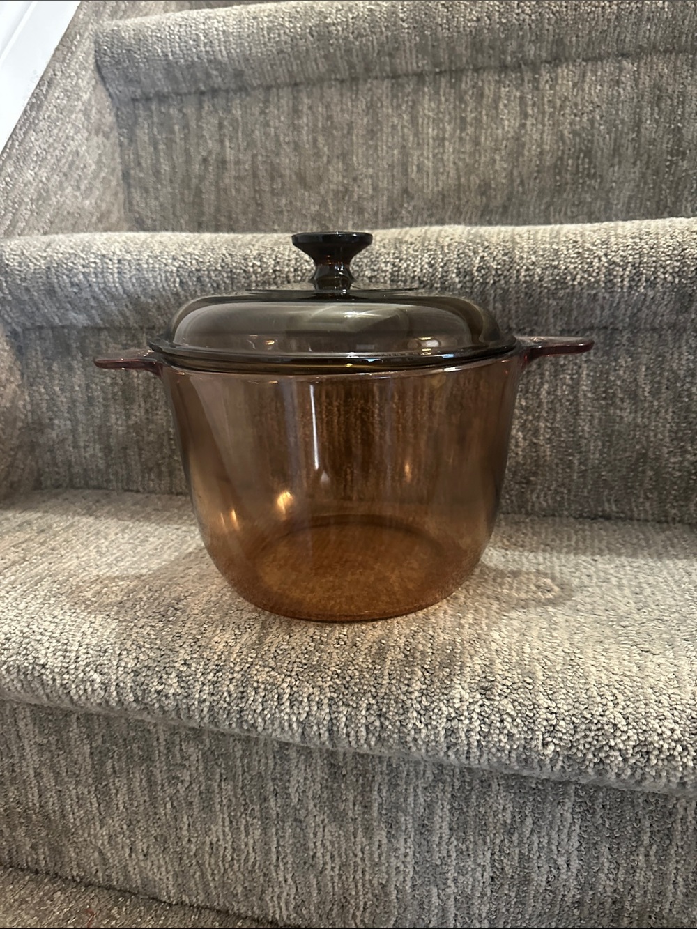 Pyrex Corning Amber Glass Quart 3.5 Liter Pot Kettle Pan Dutch Oven Vision